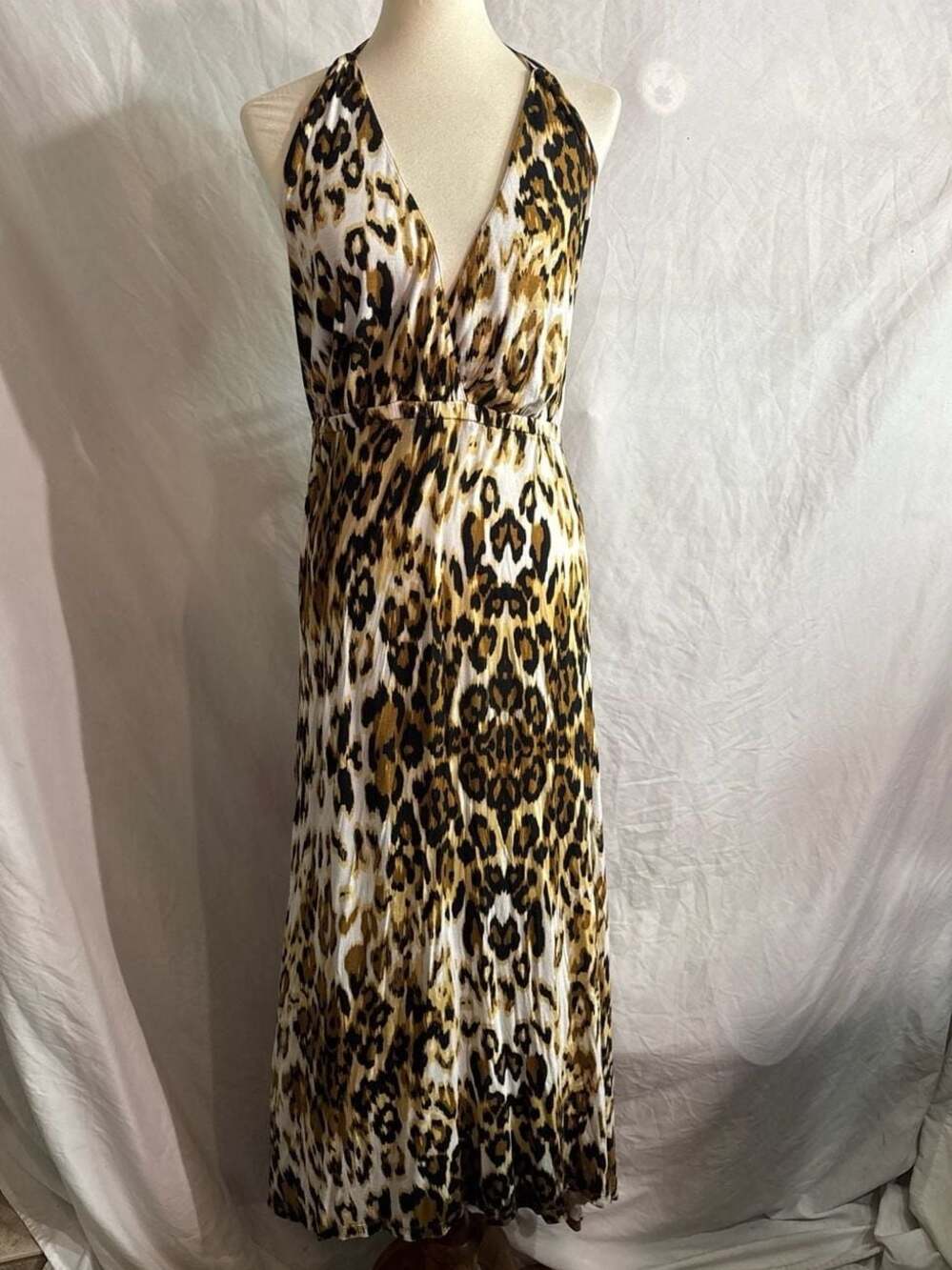 Seven7 Luxe Leopard Print Halter Neck Maxi Dress Size 18/20
